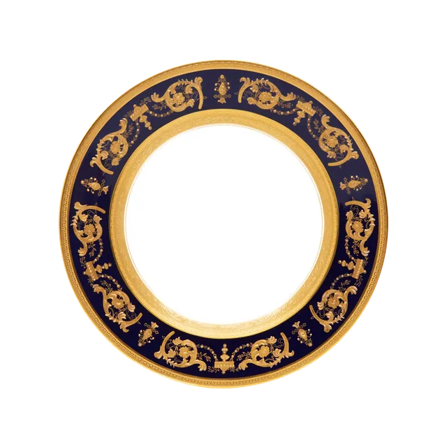 haviland-limoges-imp-rator-tiefer-teller-bleu-de-four-or image 1