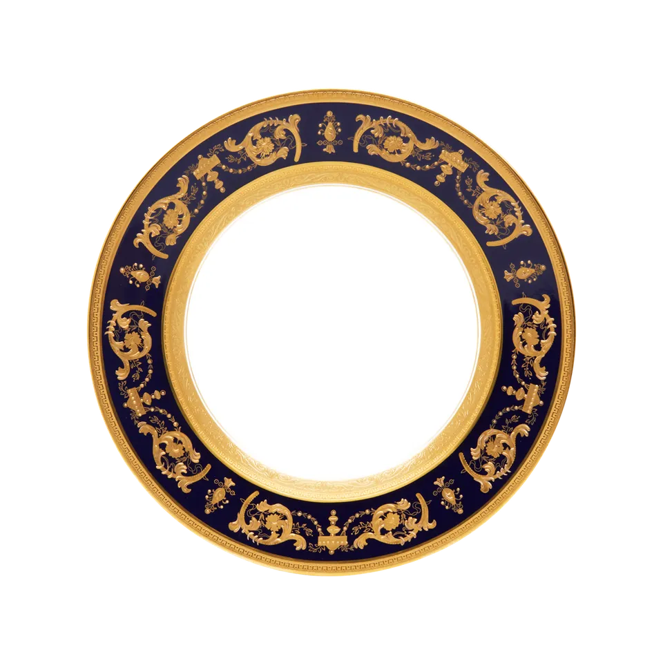 haviland-limoges-imp-rator-tiefer-teller-bleu-de-four-or image 1