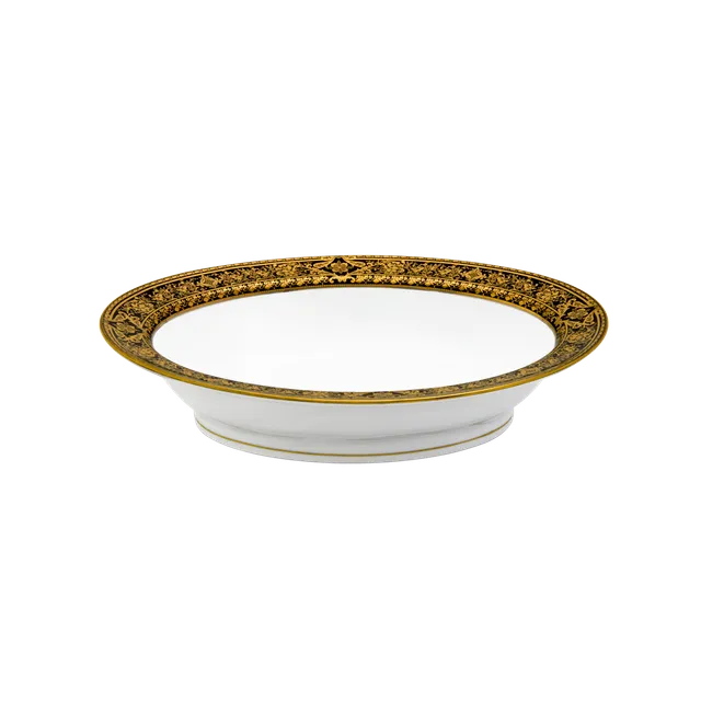 haviland-limoges-matignon-noir-or-compotier-schale-schwarz-gold image 1