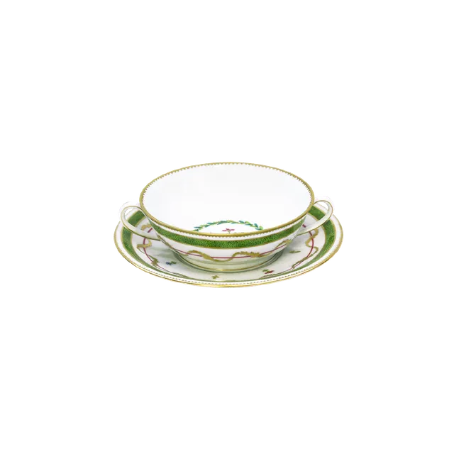 haviland-limoges-vieux-paris-vert-bouillon-schale-mit-untertasse image 1
