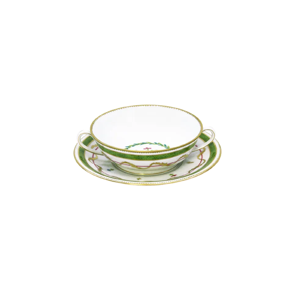 haviland-limoges-vieux-paris-vert-bouillon-schale-mit-untertasse image 1