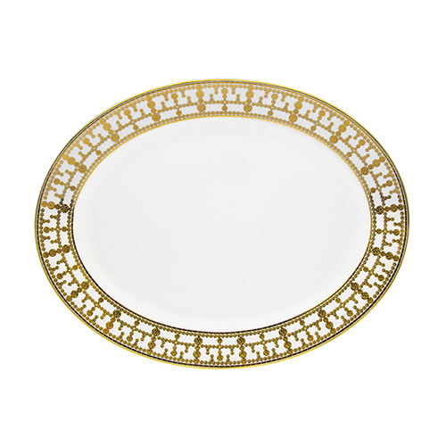 haviland-limoges-plat-ovale-tiara-blanc-platine-servierplatte image 1