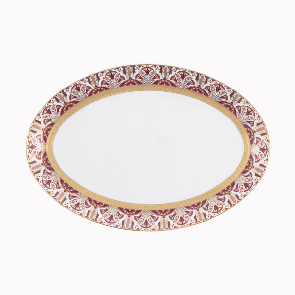 haviland-limoges-r-ves-du-nil-pourpre-or-ovale-platte-33-cm image 1