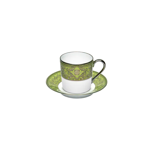 haviland-limoges-matignon-kaffeetasse-mit-untertasse-vert-pomme-platin image 1