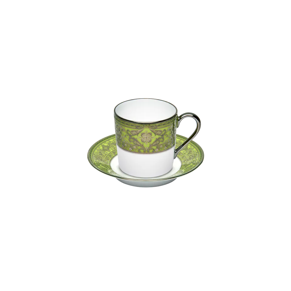 haviland-limoges-matignon-kaffeetasse-mit-untertasse-vert-pomme-platin image 1