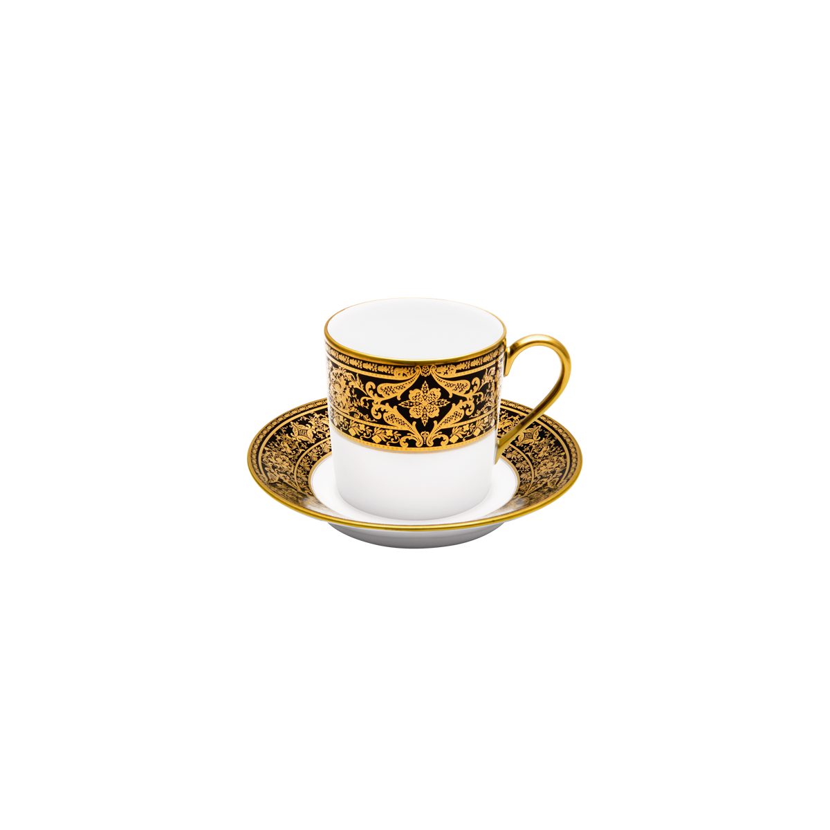 haviland-limoges-matignon-noir-or-kaffee-tasse-mit-untertasse image 1