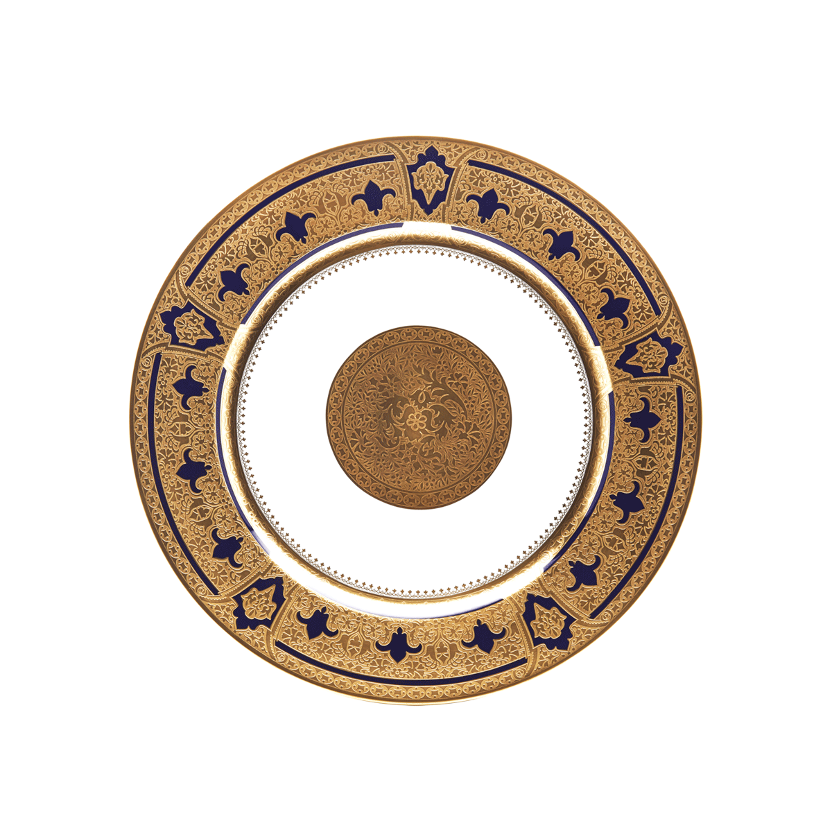 haviland-limoges-grand-apparat-dessertteller-bleu-de-four-or image 1