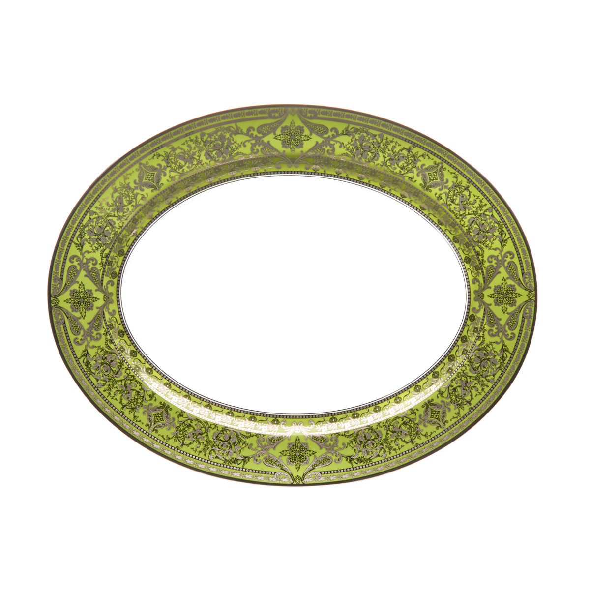 haviland-limoges-matignon-vert-pomme-platine-ovale-platte image 1