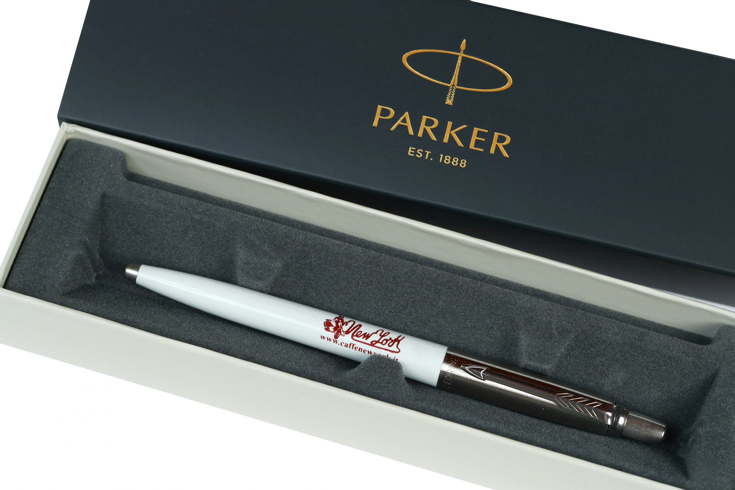 caff-new-york-x-parker-kugelschreiber-wei-mit-logo image 1