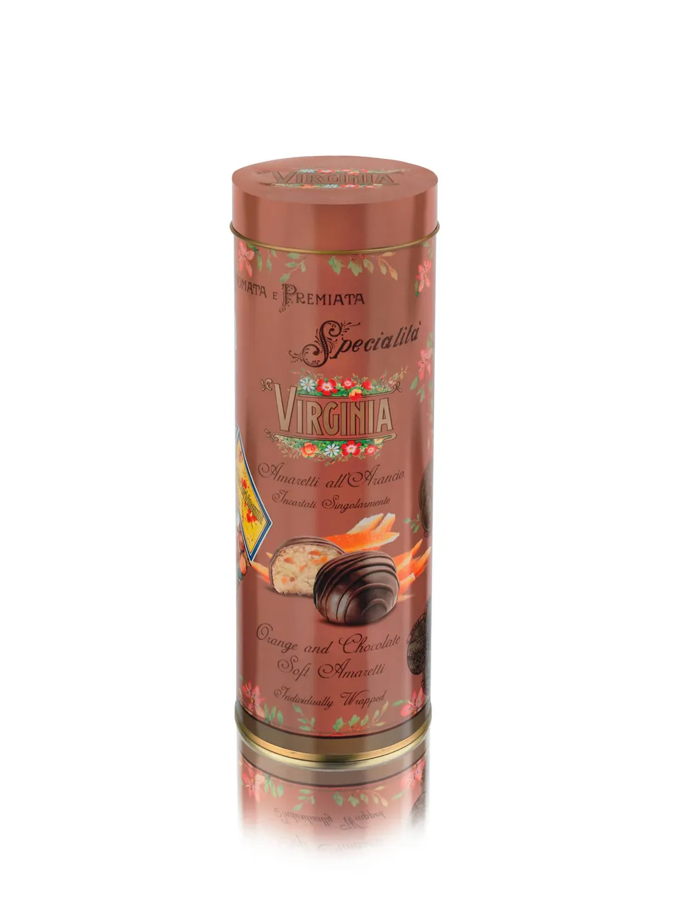 virginia-amaretti-all-arancia-mit-schokolade-weiche-amaretti-140g-runddose image 1