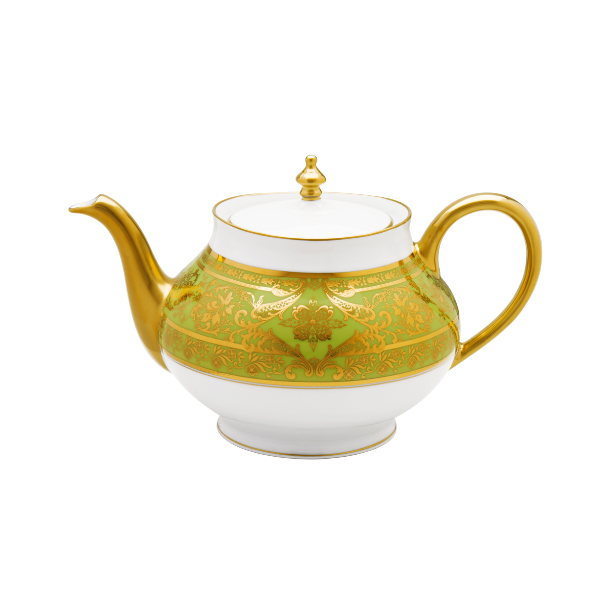 haviland-limoges-matignon-kugel-teekanne-apfelgr-n-gold-porzellan image 1