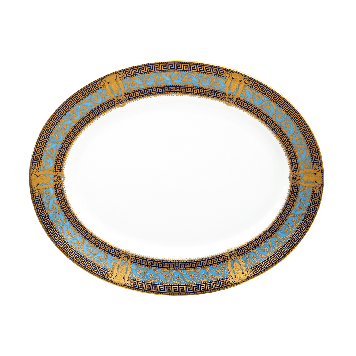 haviland-limoges-salon-murat-plat-ovale-bleu-ciel-or image 1