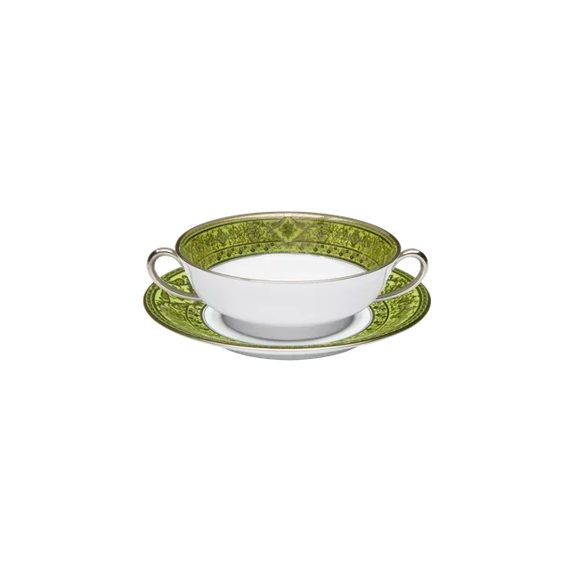 haviland-limoges-matignon-vert-pomme-platin-bouillon-tasse-mit-untertasse image 1
