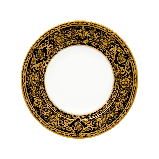 haviland-limoges-matignon-noir-or-suppenteller-mit-fahne image 1