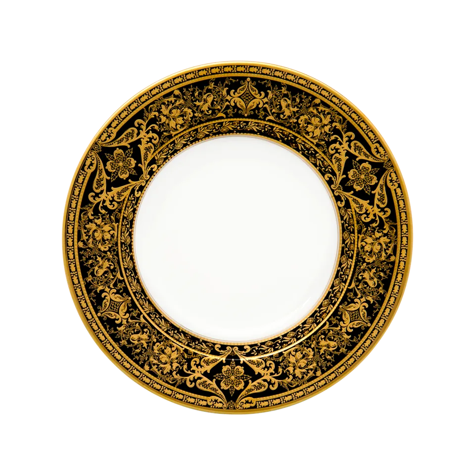 haviland-limoges-matignon-noir-or-suppenteller-mit-fahne image 1